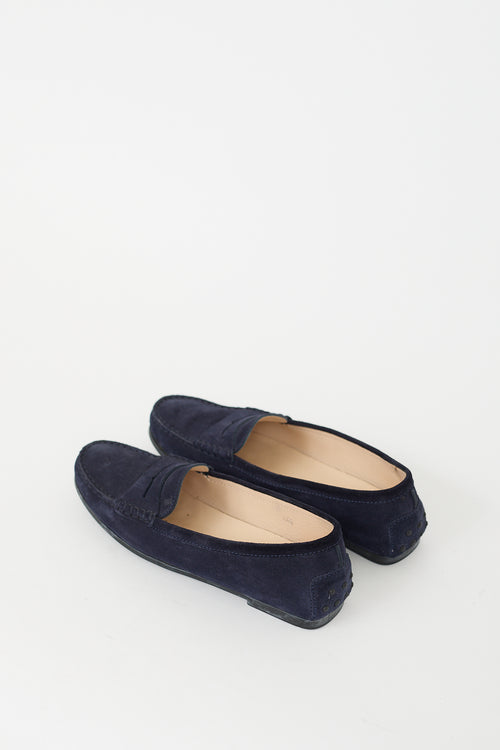 Tod
s Navy Suede Driving Loafer