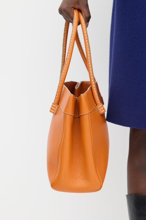 Tod
s Orange Leather Tote Bag