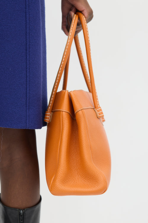 Tod
s Orange Leather Tote Bag