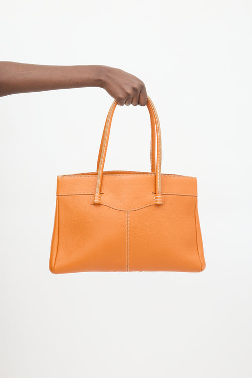 Tod
s Orange Leather Tote Bag