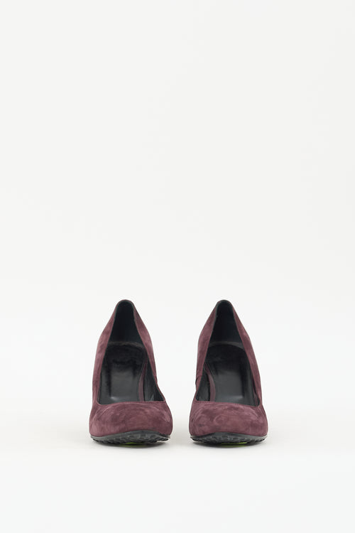 Tod
s Purple 
Black Suede Wedge Pump