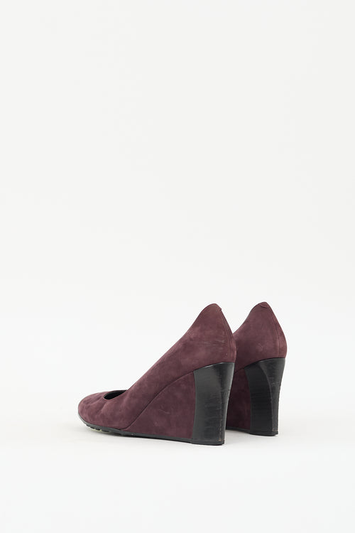 Tod
s Purple 
Black Suede Wedge Pump