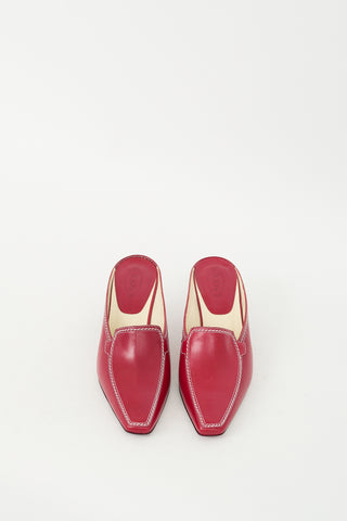 Tod
s Red Leather Tapered Mule