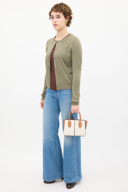 Tod
s White 
Brown Leather Holly Bag