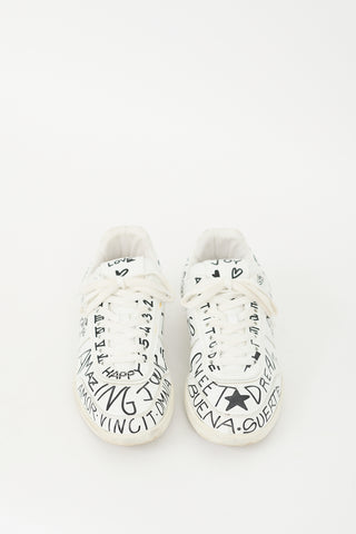 Tod
s White 
Black Leather Graphic Tabs Sneaker