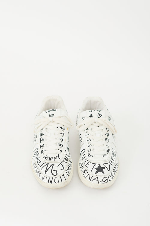 Tod
s White 
Black Leather Graphic Tabs Sneaker