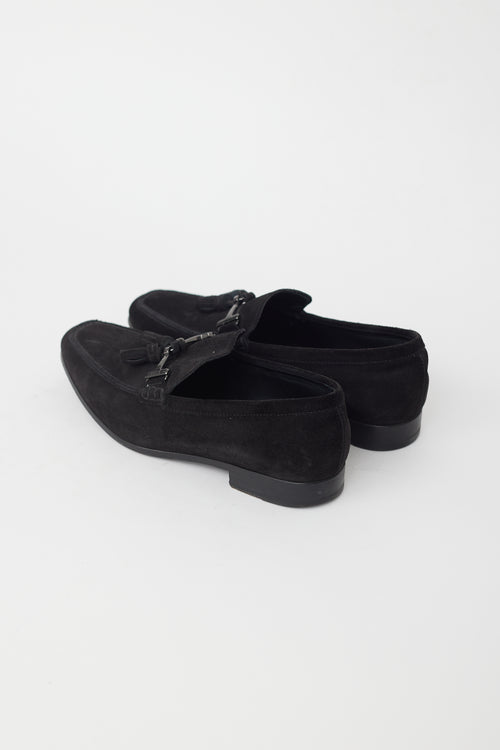 Tod
s Black Suede Tassel Loafer