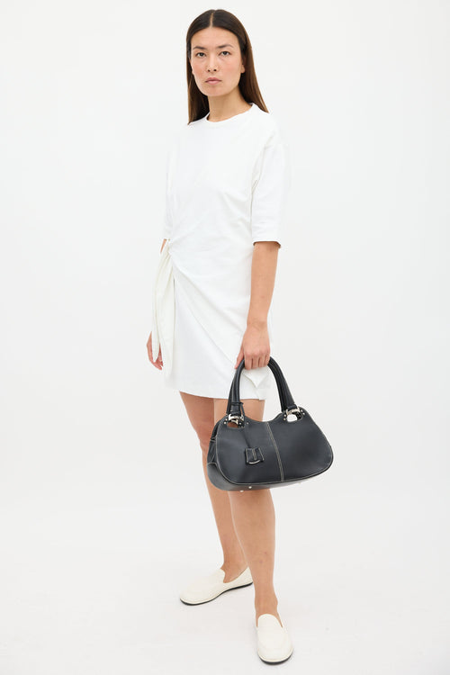 Tod
s Black Leather Top Handle Bag