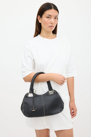 Tod
s Black Leather Top Handle Bag