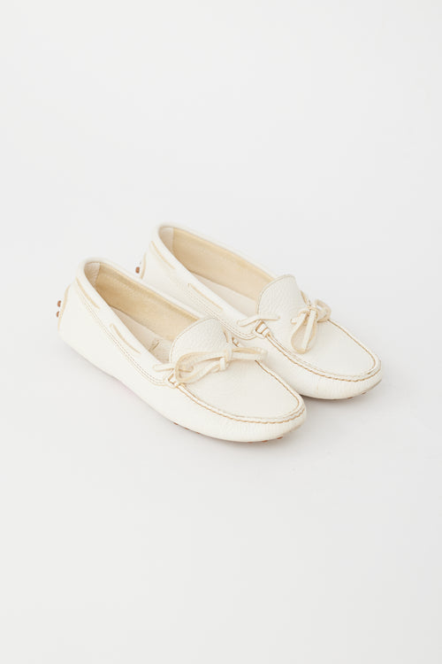 Tod
s Cream Leather Driving Loafer