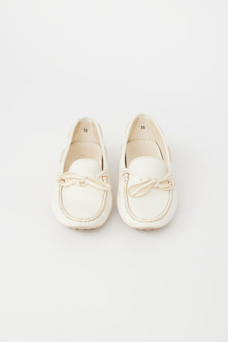 Tod
s Cream Leather Driving Loafer