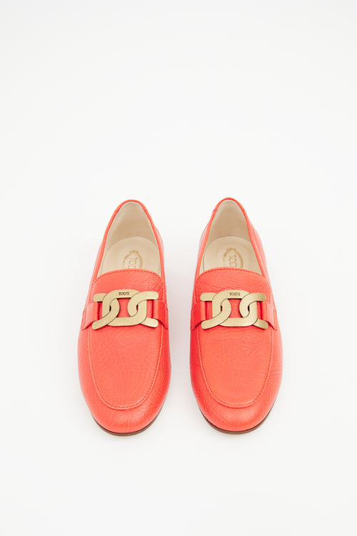 Tod
s Red Leather Kate Chain Loafer