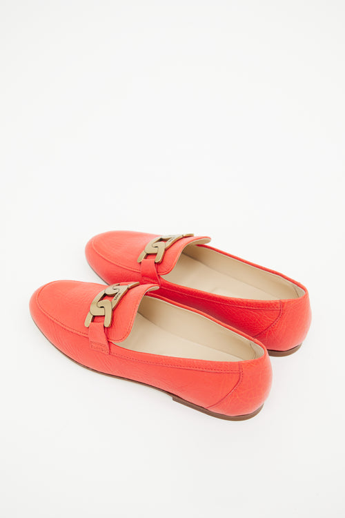 Tod
s Red Leather Kate Chain Loafer