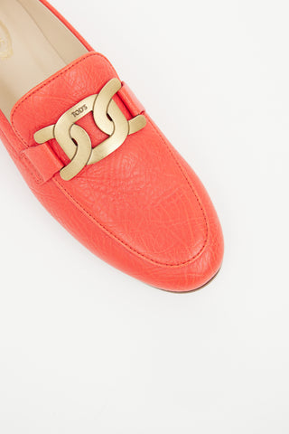 Tod
s Red Leather Kate Chain Loafer