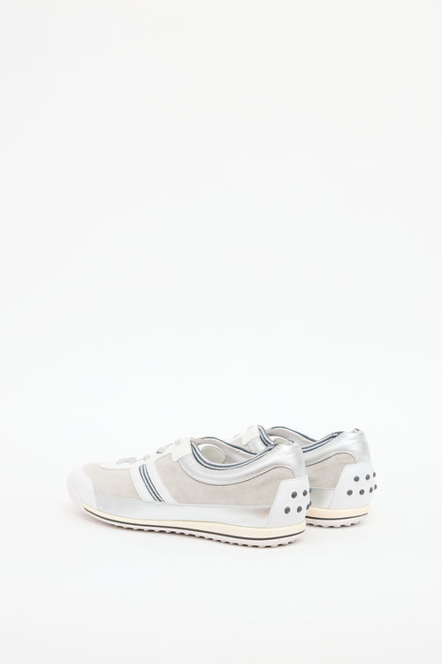 Tod
s White 
Silver Glitter Sneaker