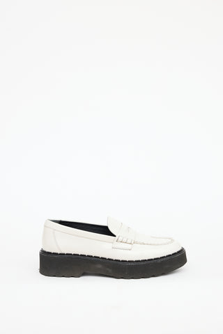 Tod
s White Patent Leather Carrarmato  Loafer