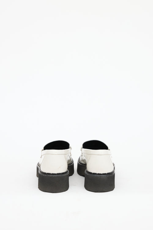 Tod
s White Patent Leather Carrarmato  Loafer