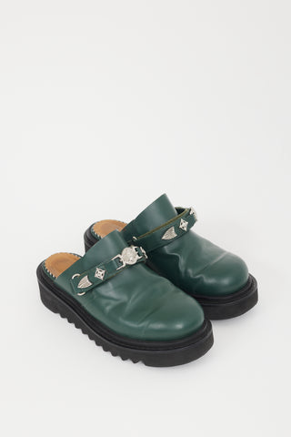 Toga Virilis Green 
Silver Chunky Mule