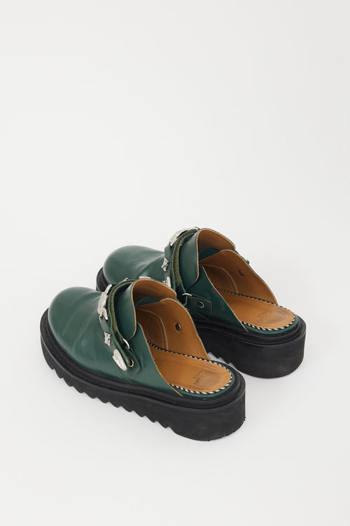 Toga Virilis Green 
Silver Chunky Mule