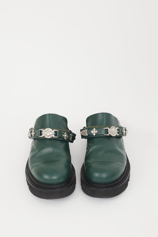 Toga Virilis Green 
Silver Chunky Mule