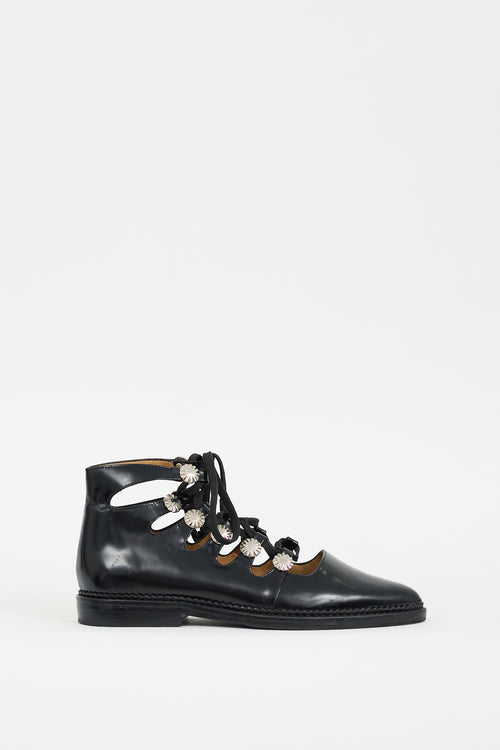 Toga Pulla Black Leather Lace-Up Oxford