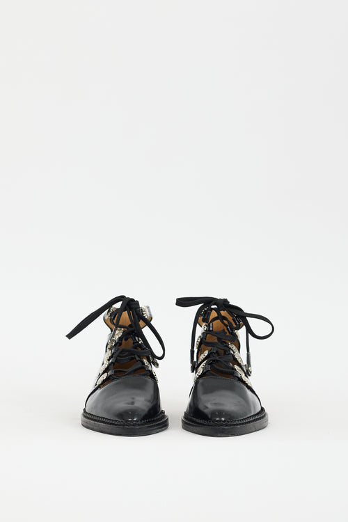 Toga Pulla Black Leather Lace-Up Oxford