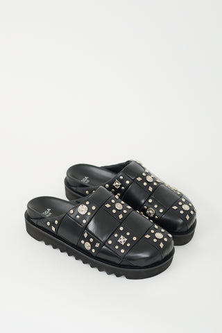 Toga Virilis Black Leather Studded Mule