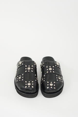 Toga Virilis Black Leather Studded Mule