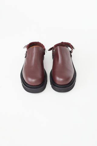 Toga Virilis Burgundy Leather Chunky Mule