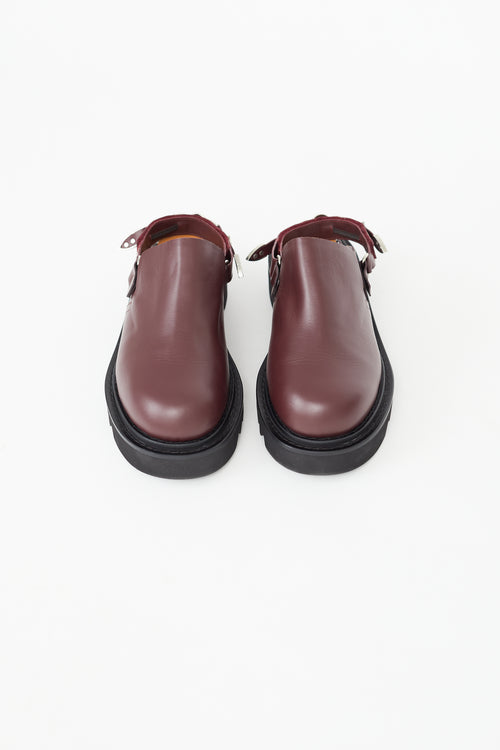 Toga Virilis Burgundy Leather Chunky Mule