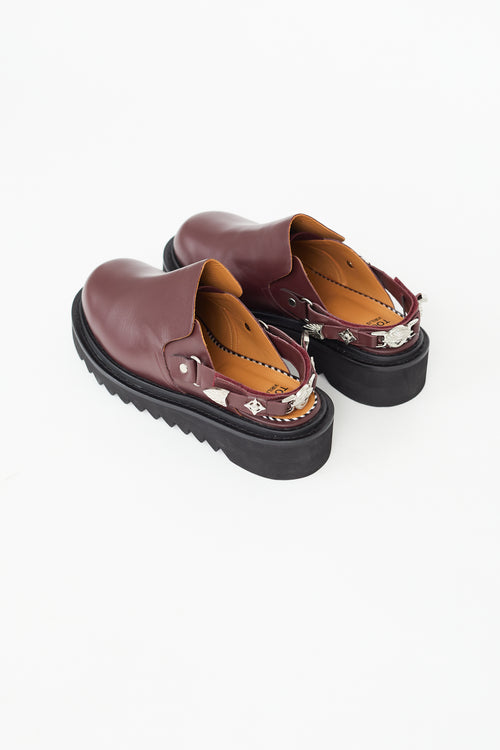 Toga Virilis Burgundy Leather Chunky Mule