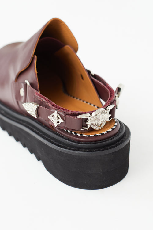 Toga Virilis Burgundy Leather Chunky Mule