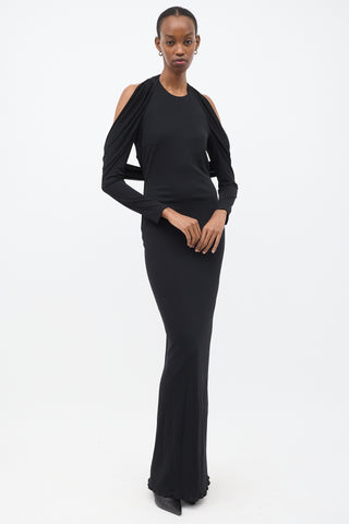 Tom Ford Black Drape Halter Gown