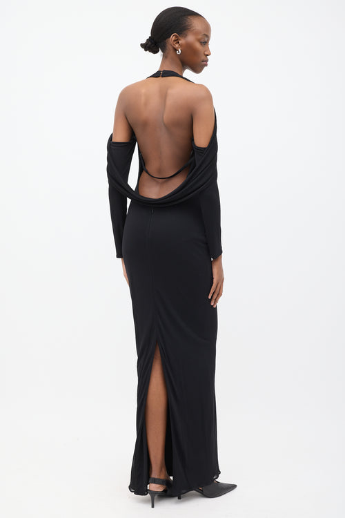 Tom Ford Black Drape Halter Gown