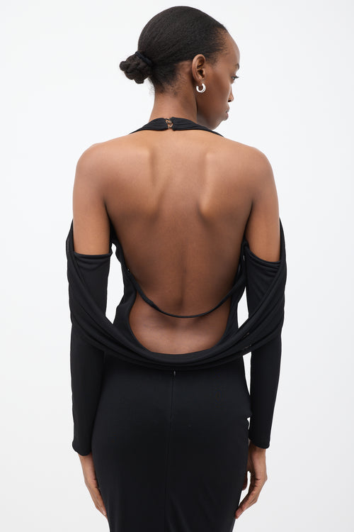 Tom Ford Black Drape Halter Gown