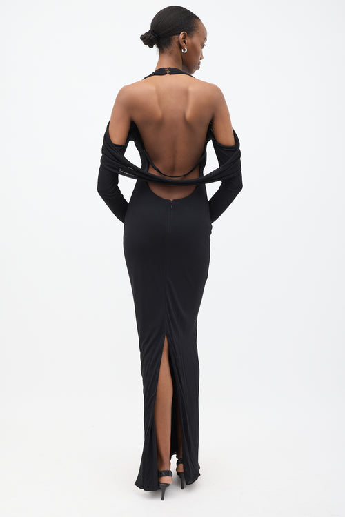 Tom Ford Black Drape Halter Gown