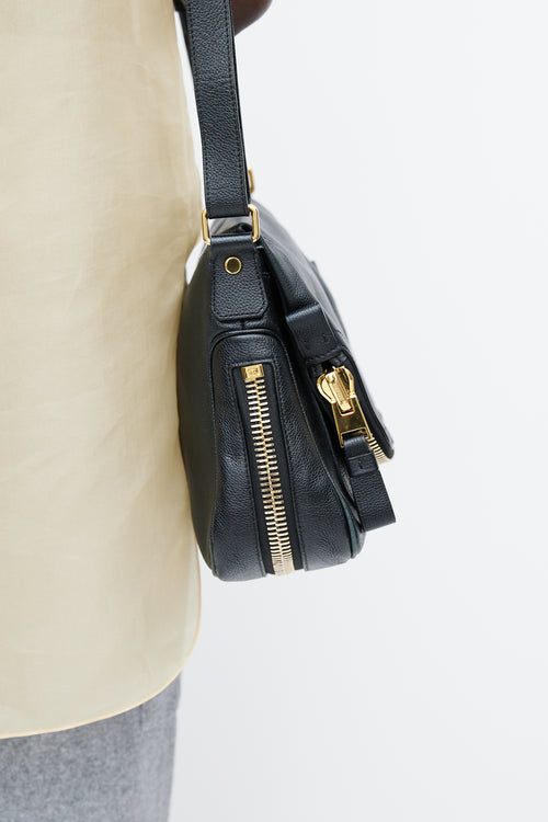 Tom Ford Black 
Gold Jennifer Leather Flap Bag