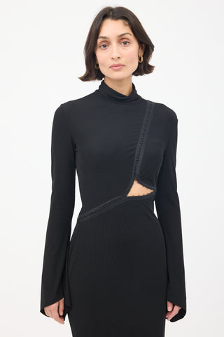 Tom Ford Black Hook 
Eye Asymmetric Midi Dress