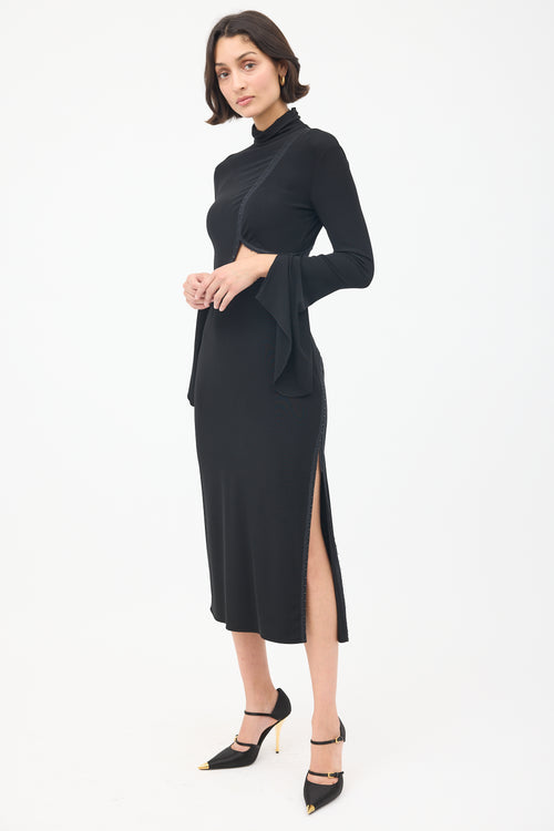 Tom Ford Black Hook 
Eye Asymmetric Midi Dress