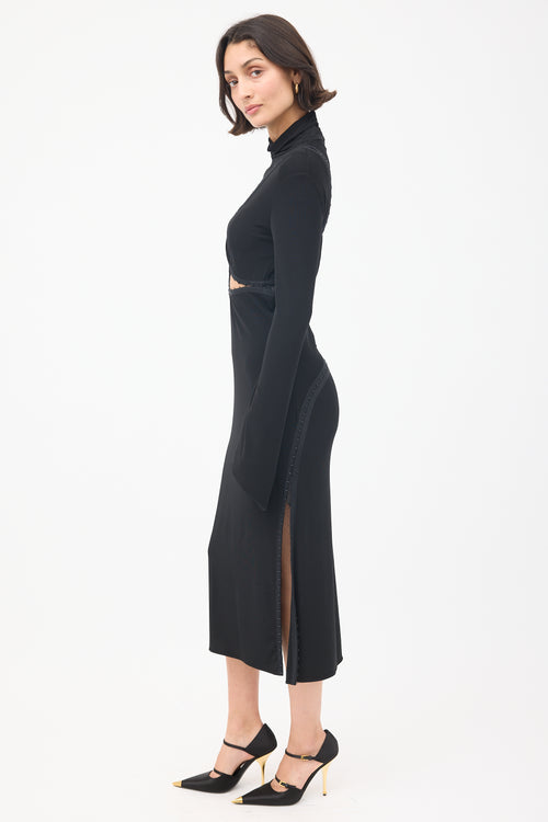 Tom Ford Black Hook 
Eye Asymmetric Midi Dress