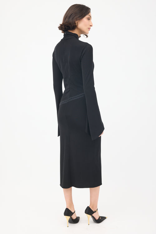 Tom Ford Black Hook 
Eye Asymmetric Midi Dress