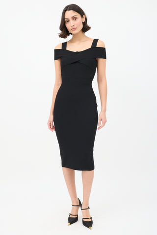 Tom Ford Black Knit Criss Cross Midi Dress