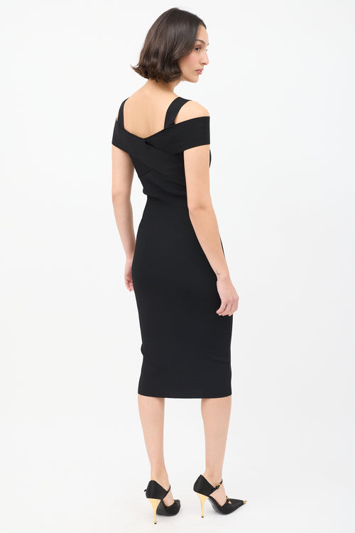 Tom Ford Black Knit Criss Cross Midi Dress