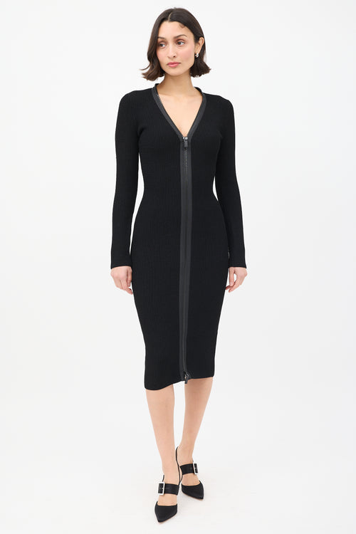 Tom Ford Black Knit Double Zip Midi Dress