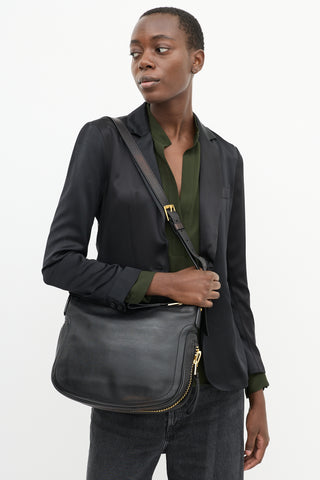 Tom Ford Black Leather Medium Jennifer Simple Zip Bag