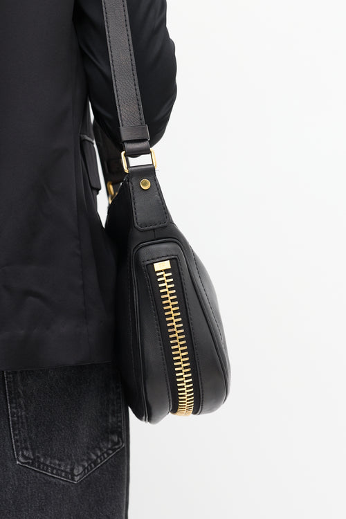 Tom Ford Black Leather Medium Jennifer Simple Zip Bag