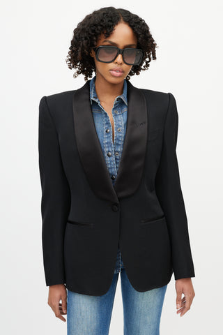 Tom Ford Black Wool Silk Shawl Collar Blazer