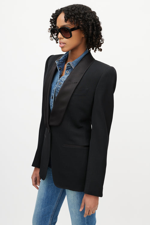 Tom Ford Black Wool Silk Shawl Collar Blazer