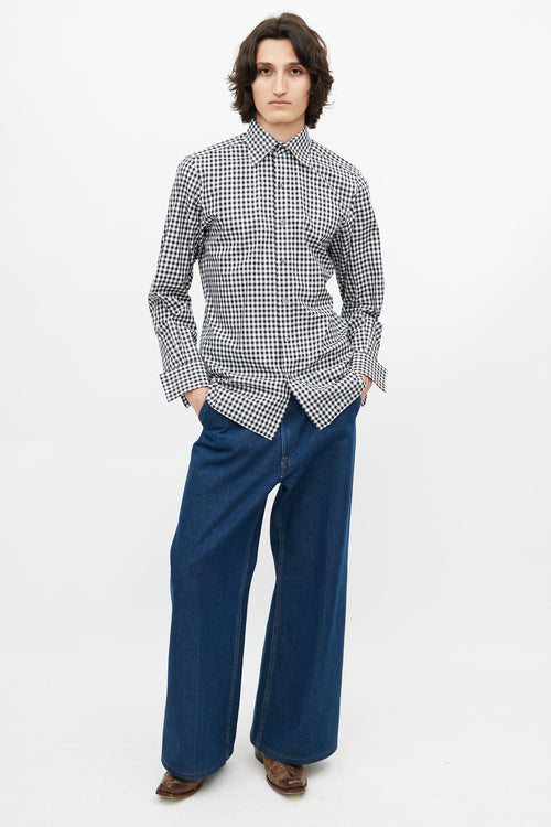 Tom Ford Black 
White Gingham Shirt