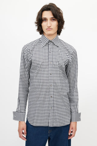 Tom Ford Black 
White Gingham Shirt